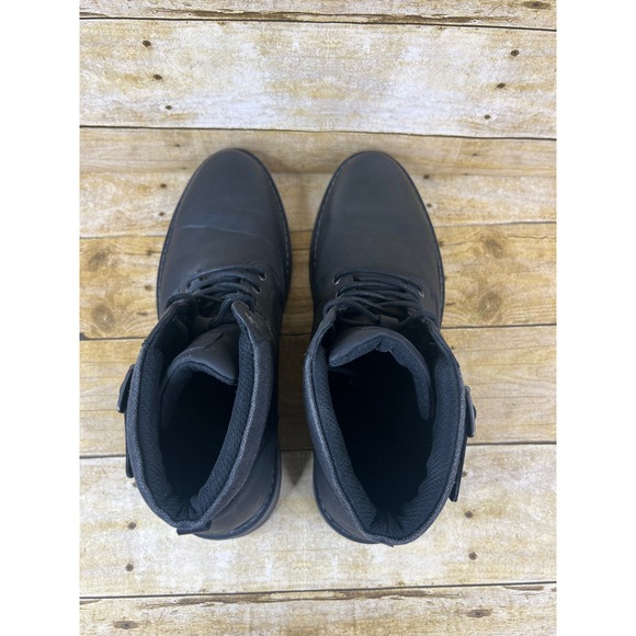 Men's Perry Ellis Black Ankle Boots Size 12 Lace Up Buckle Accent Casual - Picture 6 of 9